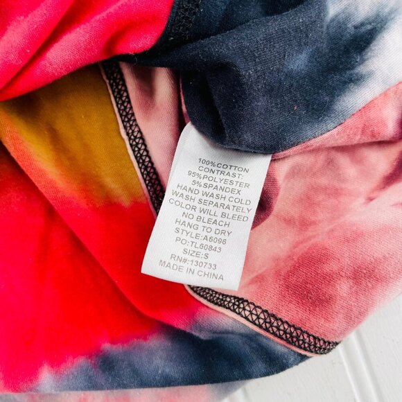 Umgee Womens‎ Size Small Tie-Dye Long Sleeve Top With Leopard Trim - Picture 4 of 5